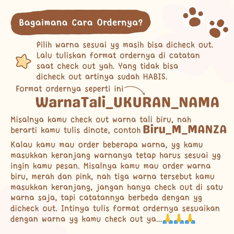 [CORA] Kalung Kucing Custom Nama Tali Prusik Dengan Lonceng 14mm