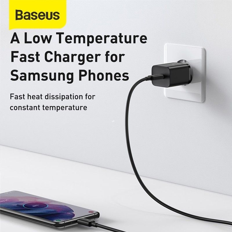 Baseus Kepala Charger Super Si Quick Charger 25W Bundling Kabel Type C to Type C for Android