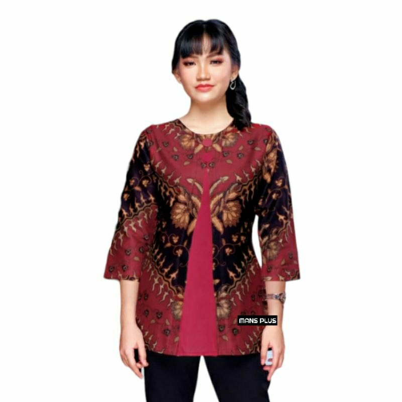 Blouse Wanita Batik Jumbo Modern XXXL Atasan Batik Big Size 4L-5L Baju Kerja Wanita DHL