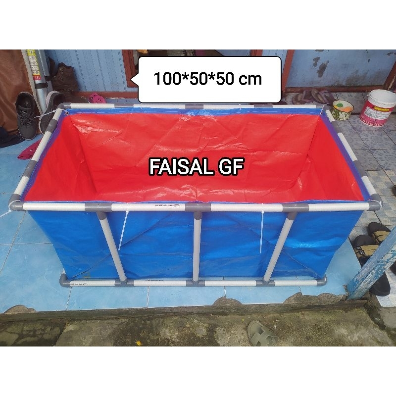 RANGKA KOLAM TERPAL + KOLAM TERPAL UK 100X50X50 CM A5