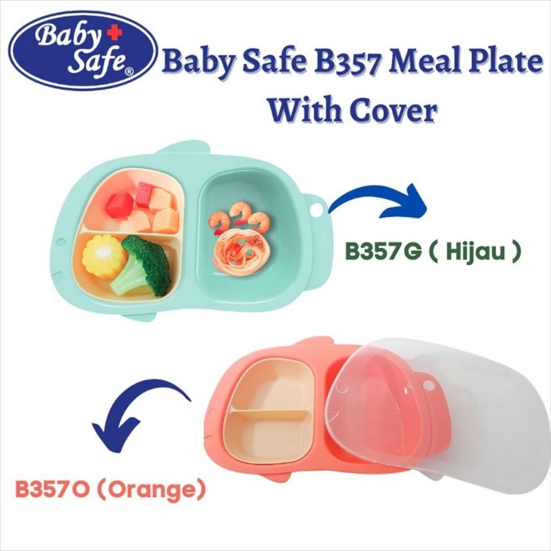 B357 Baby Safe Meal Plate With Cover / Piring Sekat Bayi Babysafe