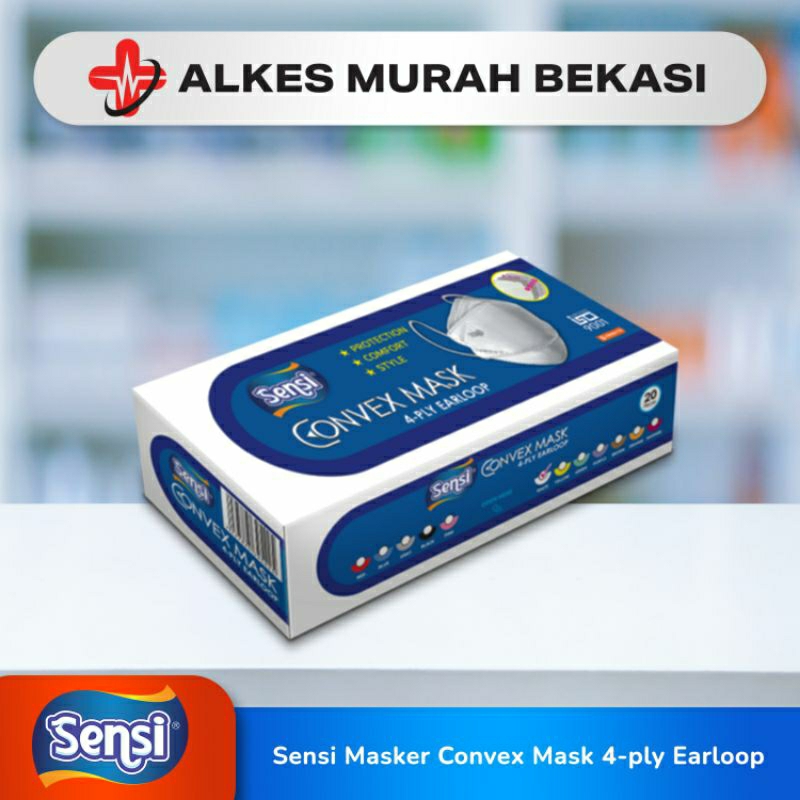 SENSI - Convex Mask 4 Ply / Masker Earloop 4 Ply / Masker Sensi / Sensi Masker Convex isi 20 Pcs