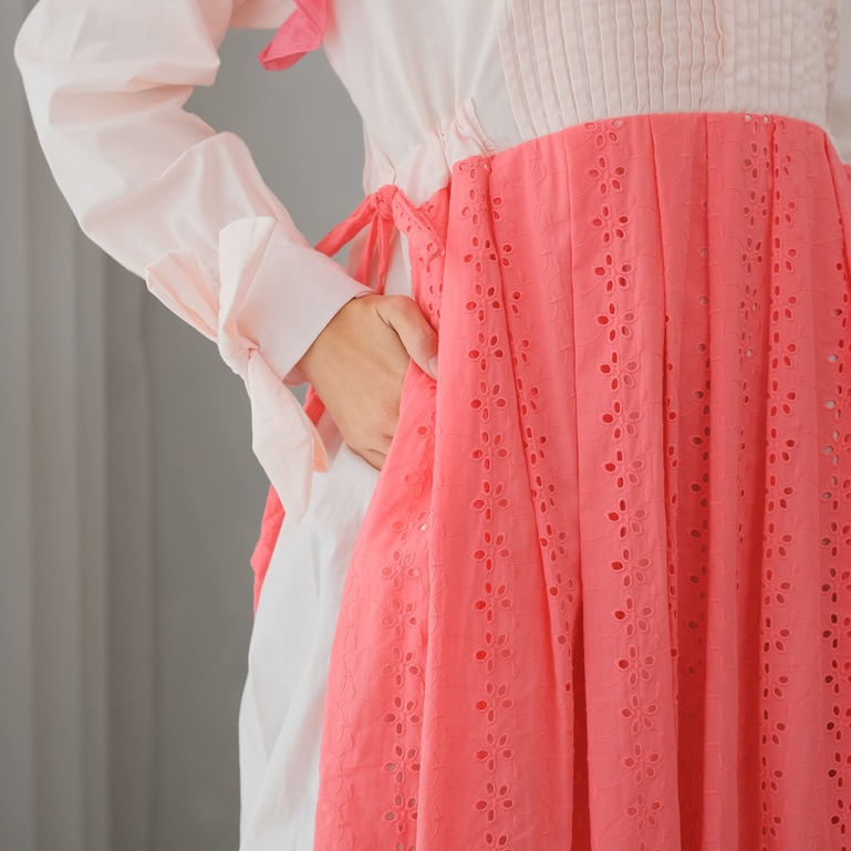 Eleanorre Sora Pink Dress Muslim Wanita