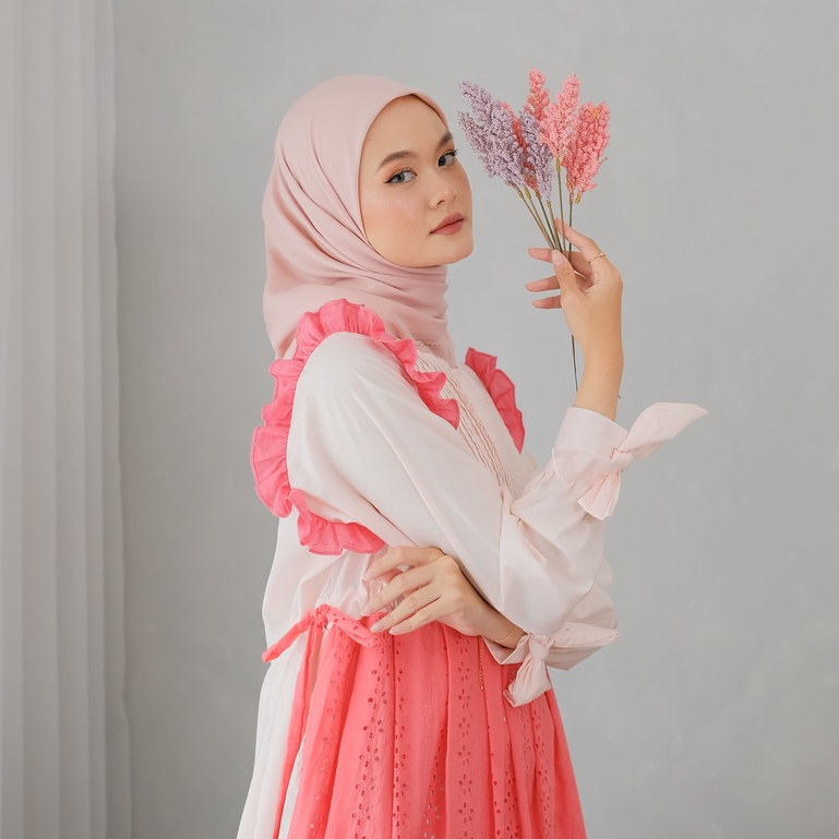 Eleanorre Sora Pink Dress Muslim Wanita