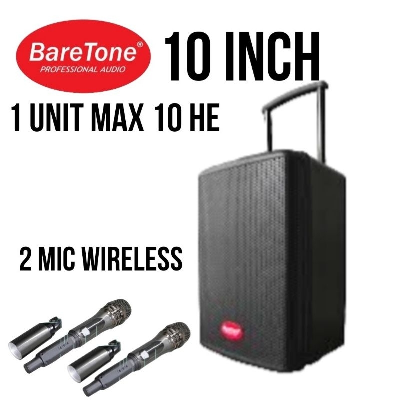 SPEAKER BARETONE MAX 10 HE, MAX 10 HD , SEPASANG AKTIF 2 MIC WIRELESS