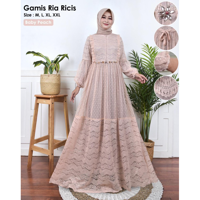 Gamis Ria Ricis / Gamis Brukat Modern / Gamis Kondangan / Kebaya Gamis Busui