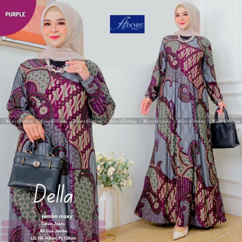 Erika 11 - Gamis Calvin Jeans Jumbo Terbaru LD100-120 Della Jumbo Maxy / 023-7305 / 022-7370