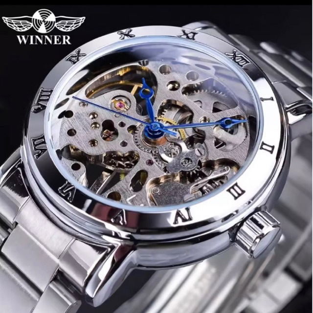 Winner Retro Luxury Silver Jam Tangan Wanita Mechanical
