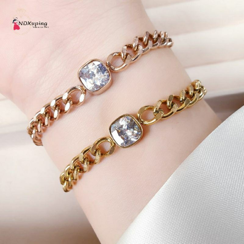 Gelang Tangan Rantai Sisik Naga Permata Titanium Cantik Dan Simple N23032301