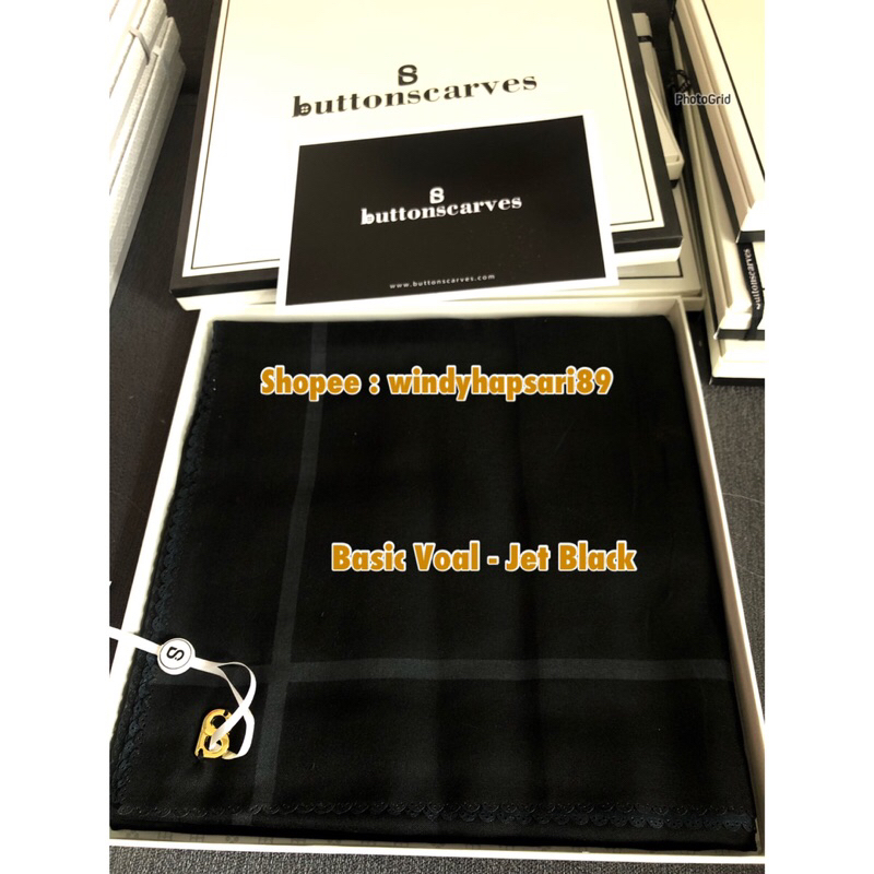 NEW BASIC VOAL JET BLACK BUTTONSCARVES EVERYDAY SCARF BLACK OLIVE BUTTONSCRVES READY SIAP KIRIM