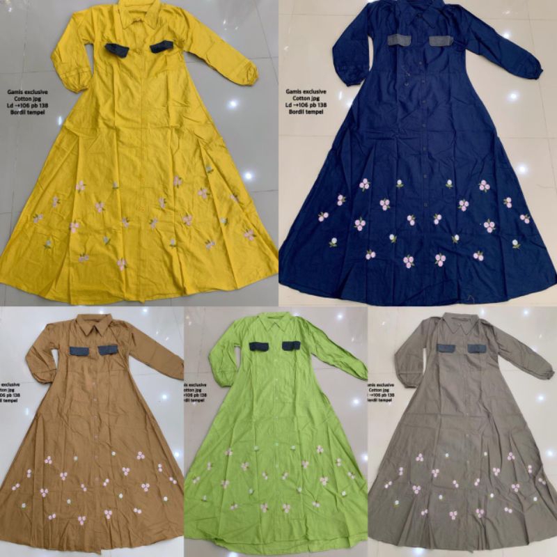 Gamis Inayah / Gamis Dannis Katun / Gamis Katun Jepang Bordir Terbaru