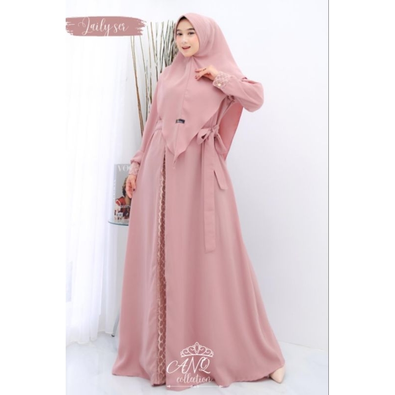 GAMIS DELVINA LAILY BY ANQ Premium Set Khimar ORIGINAL BRANDED model hits OOTD lebaran hari raya model terbaru