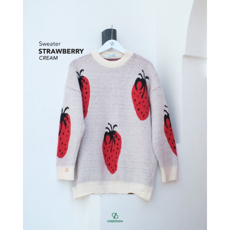 STRAWBERRY SWEATER BY GREENISM/STRAWBERRY SWEATER GREENISM/SWEATER GREENISM/CARDIGAN GREENISM/STRAWB