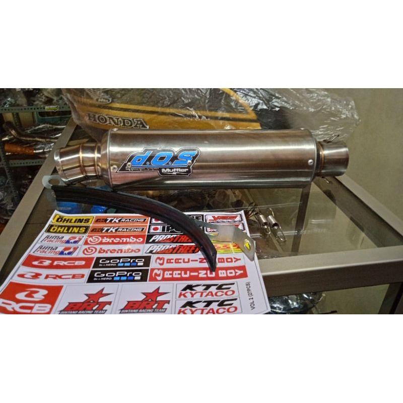 Silincer knalpot dos inlet 50 mm sarangan separo bass ulem free per klem & stiker