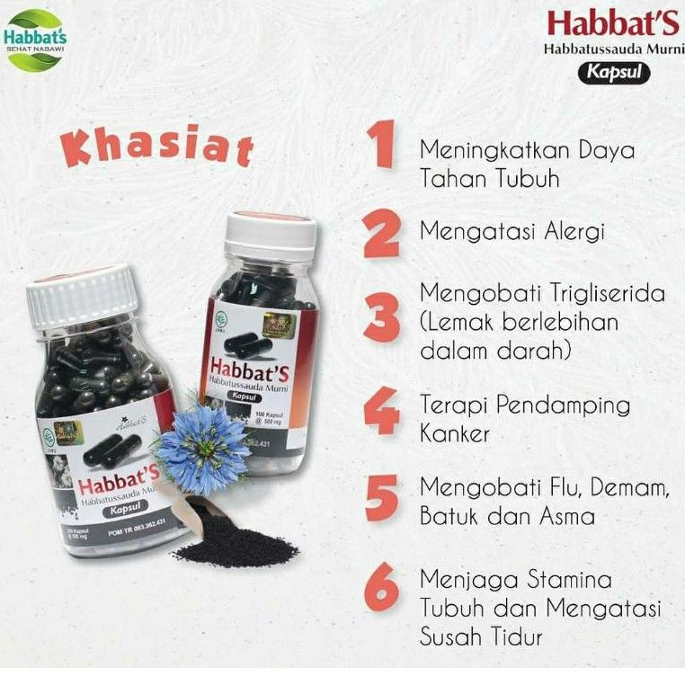 Habbatussauda Murni - Habbats Kapsul 100 Suplemen Herbal Peningkat Imunitas isi 100 - 200 Kapsul