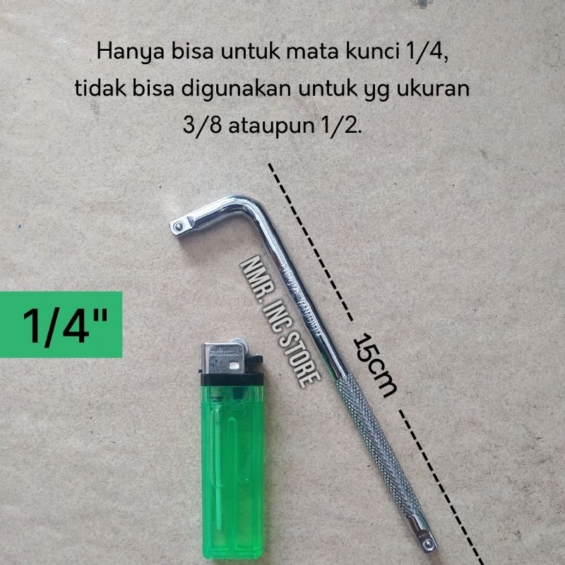 Gagang Kunci Shock L 1/4, Chrome Vanadium CR-V, Mata Sok Sock Socket.