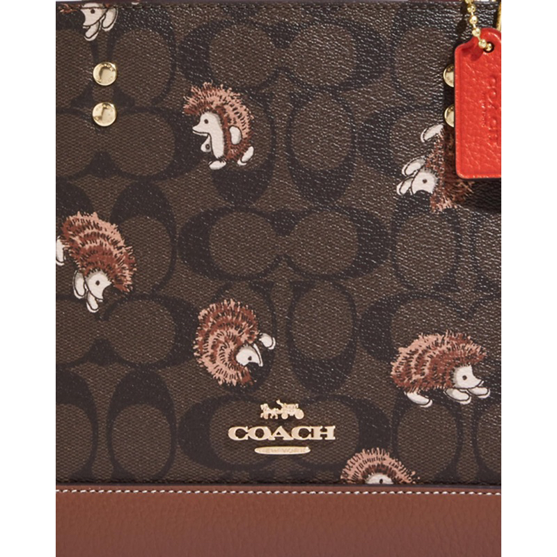 Coach Dempsey Tote 22 In Signature Canvas With Hedgehog Print (CC769)