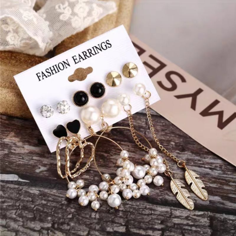 Earrings Cewe Style Korea 6 Pasang Anting Tusuk Aksesoris Wanita