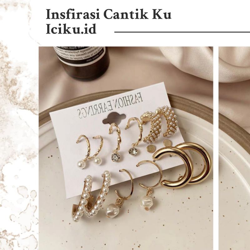 Anting Wanita Style Korea 9  Pasang Earrings Tusuk Aksesoris Unik