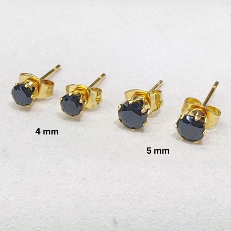 giwang tusuk permata gold titanium anti karat anti luntur