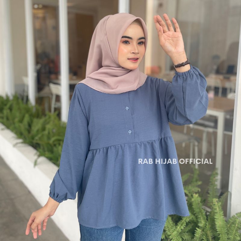 Haifa Blouse Atasan Kemeja Basic Polos Wanita Crinkle Airflow Premium