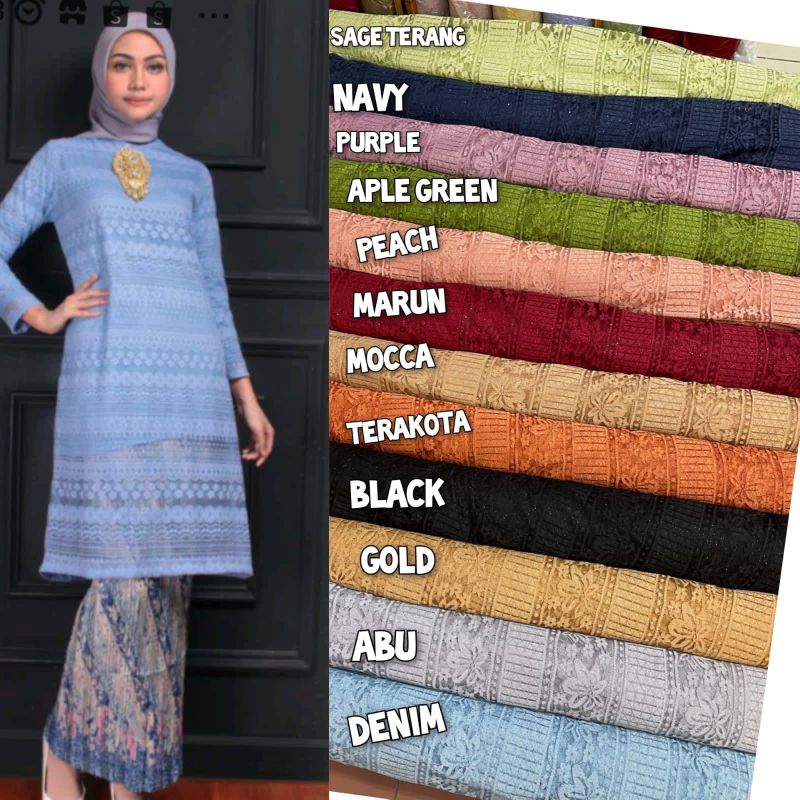(COD)bahan kain tille brukat malika/kebaya malika