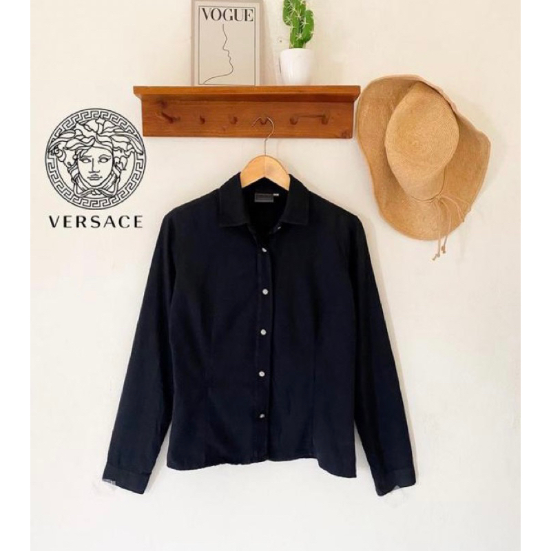 versace jeans signature shirt/kemeja black/hitam preloved