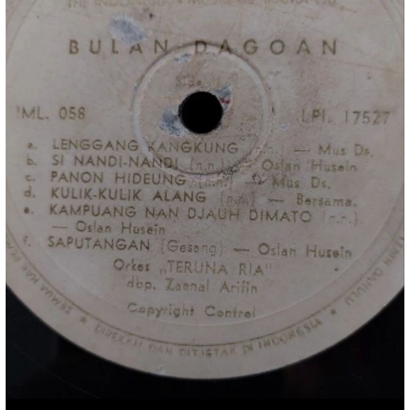 Vinyl Piringan Hitam 12 inch Oslan Husein Bulan Dagoan