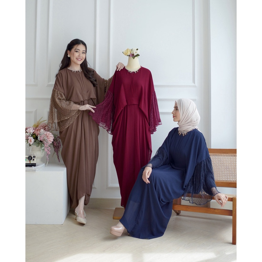 Miss Nomi Alisha Kaftan Muslim Baju Lebaran Ceruty Kombinasi Kondangan Bigsize