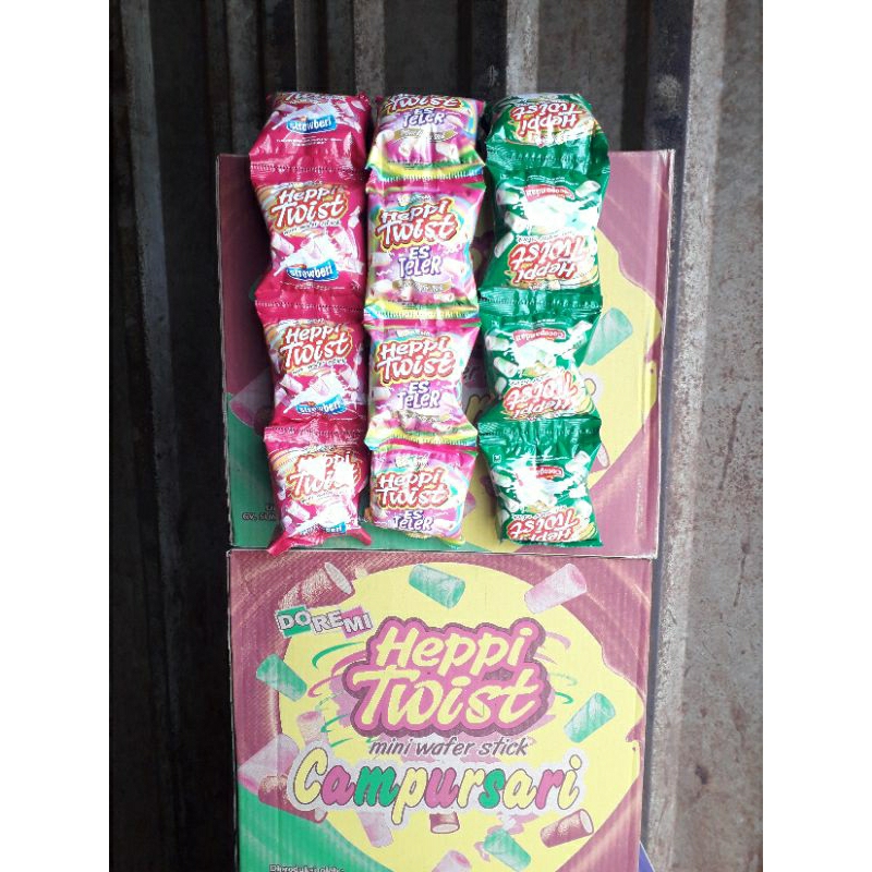 

DOREMI HAPPY TWIst WAFER MINI STIK Rasa SETROBERI,PANDAN,,ES TELER @10 PCS