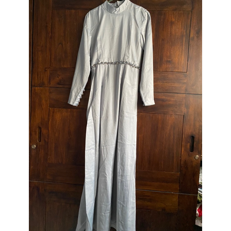 BAJU PESTA DRESS ABU MANIK