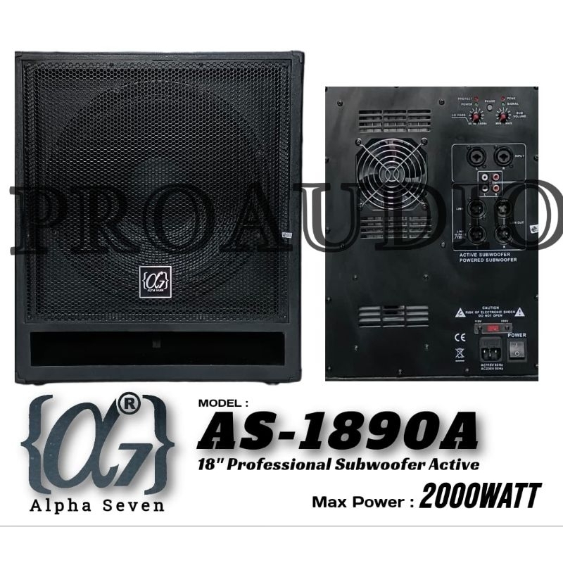 SUBWOOFER ACTIVE ALPHA SEVEN AS-1890 AS 1890 AS1890 SPEAKER SUBWOOFER