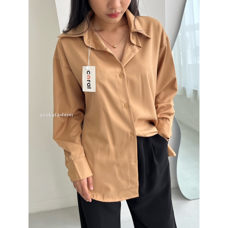 ASOKA Sierra Shirt 2147 - Kemeja Wanita Basic - Kemeja Lengan Panjang Loose