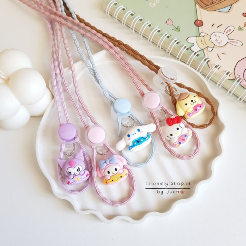 STRAP MASKER ANAK PEREMPUAN - DEWASA  2 IN 1 Cinamonnrol - Melody - Pochacco - Kuromi - Purin/ KALUNG MASKER / TALI MASKER / LANYARD MASK STOPER 2IN1