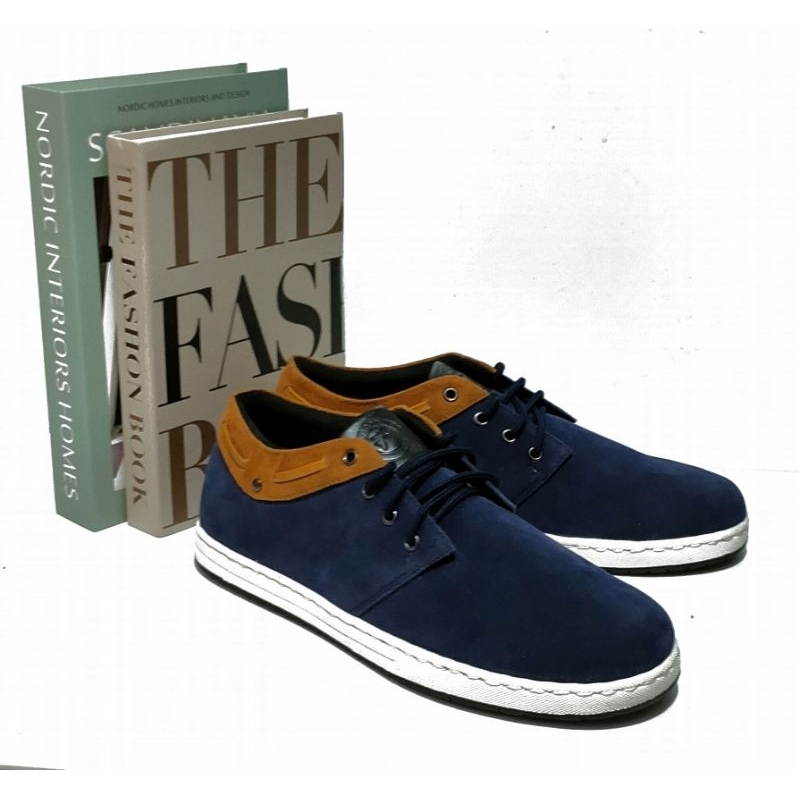 SMITH BLUE | Sepatu Sneakers Pria kulit suede gaya Millenial