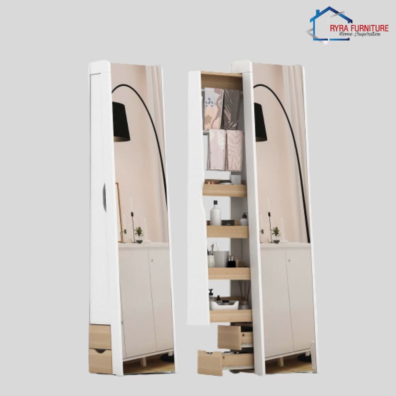 CERMIN FULL BODY DENGAN RAK JILBAB/LEMARI JILBAB/STANDING MIRROR/CERMIN BERDIRI/KACA RIAS FULL BODY 