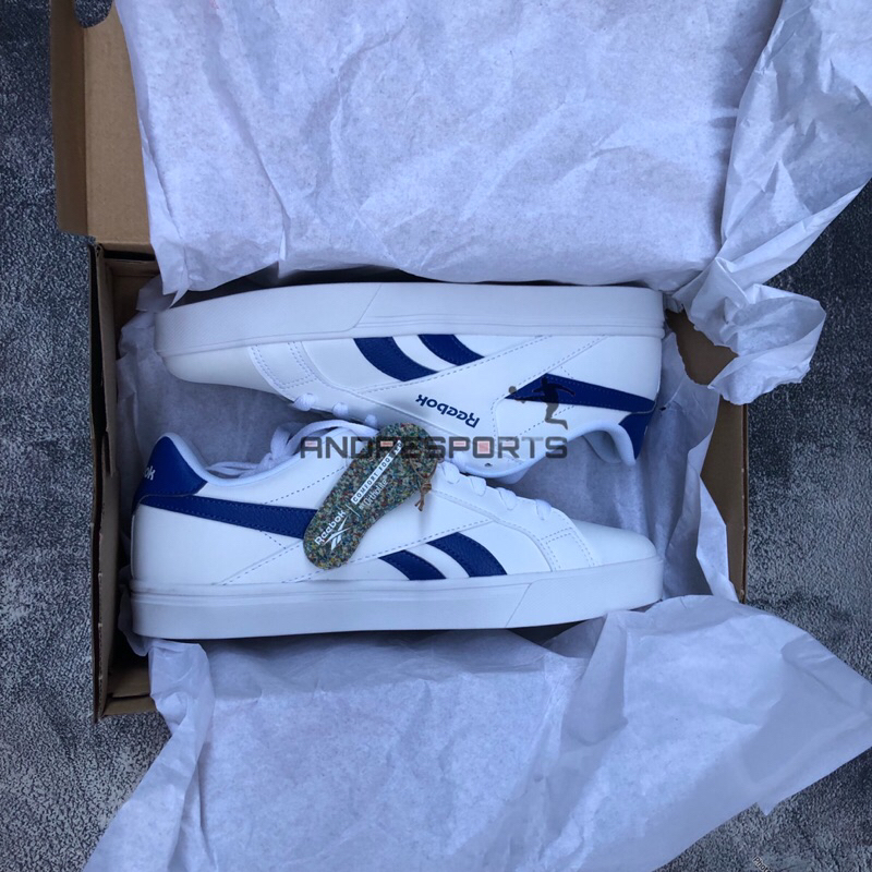 SALE ‼️ REEBOK ROYAL COMPELETE 3 LOW WHITE BLUE NAVY ORIGINAL RESMI