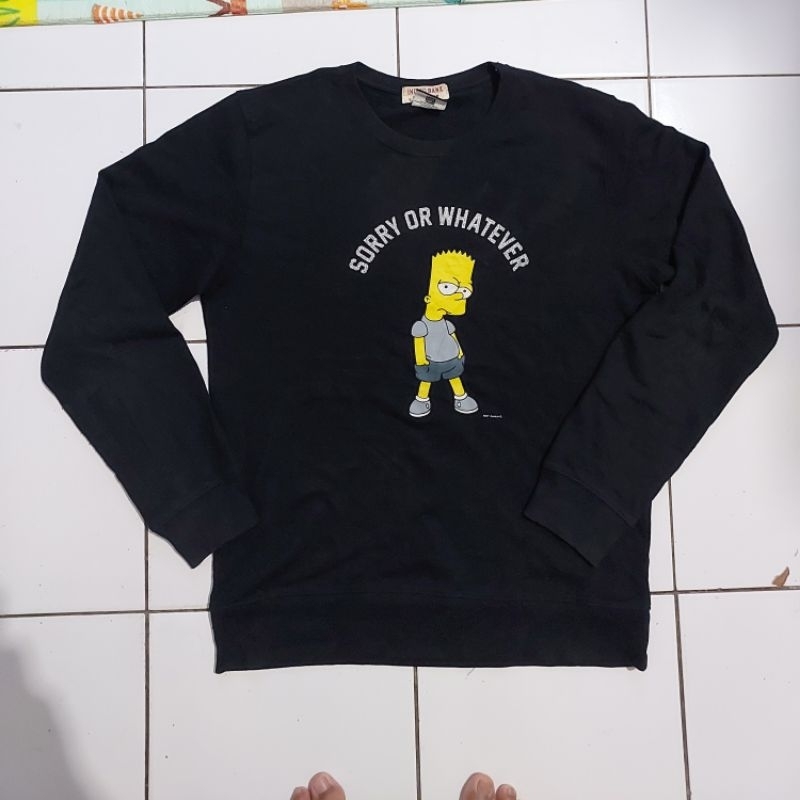 Crewneck hitam the simpsons official tag indigo bank collab the simpsons original second branded