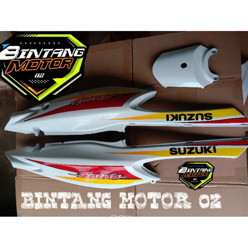 body set kanan kiri satria hiu Malaysia LSCM hitam - putih plus striping