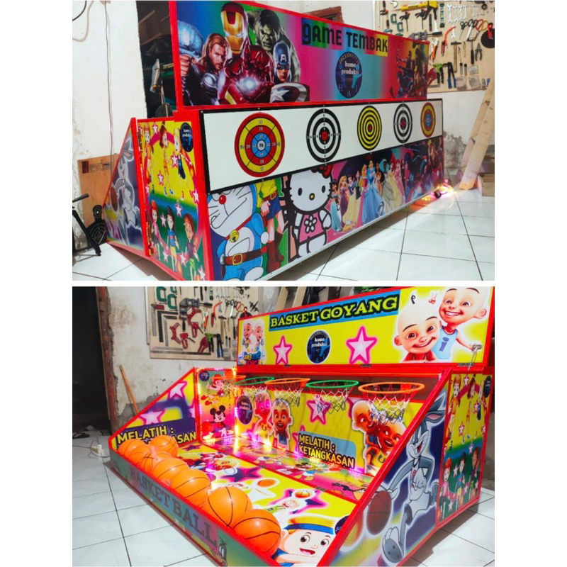 basket goyang + mainan sniper / pasar malam edukatif