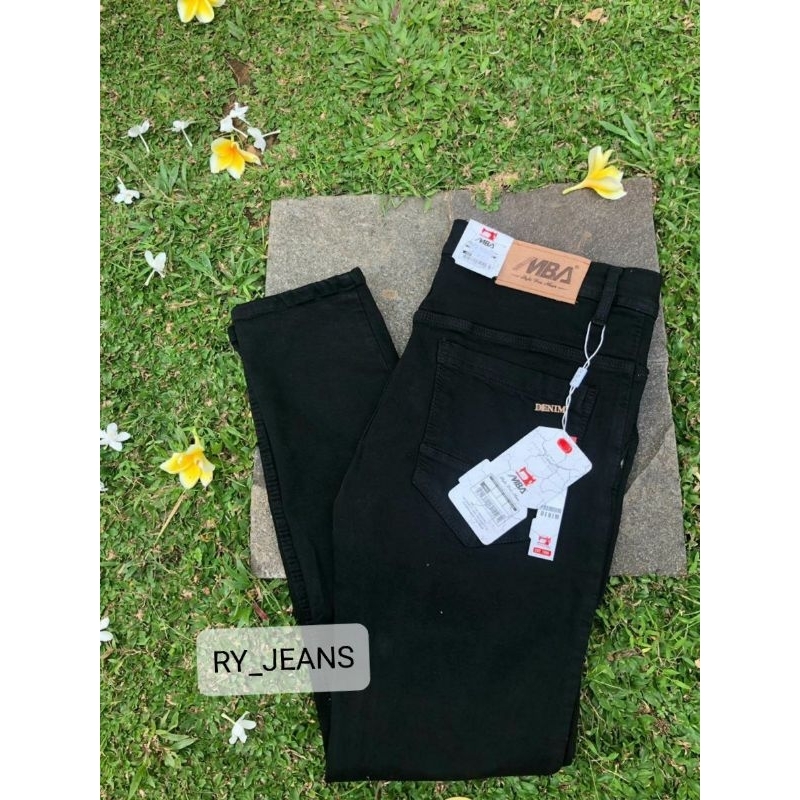 Celana jeans pria celana panjang hitam skinny street jeans hitam pria