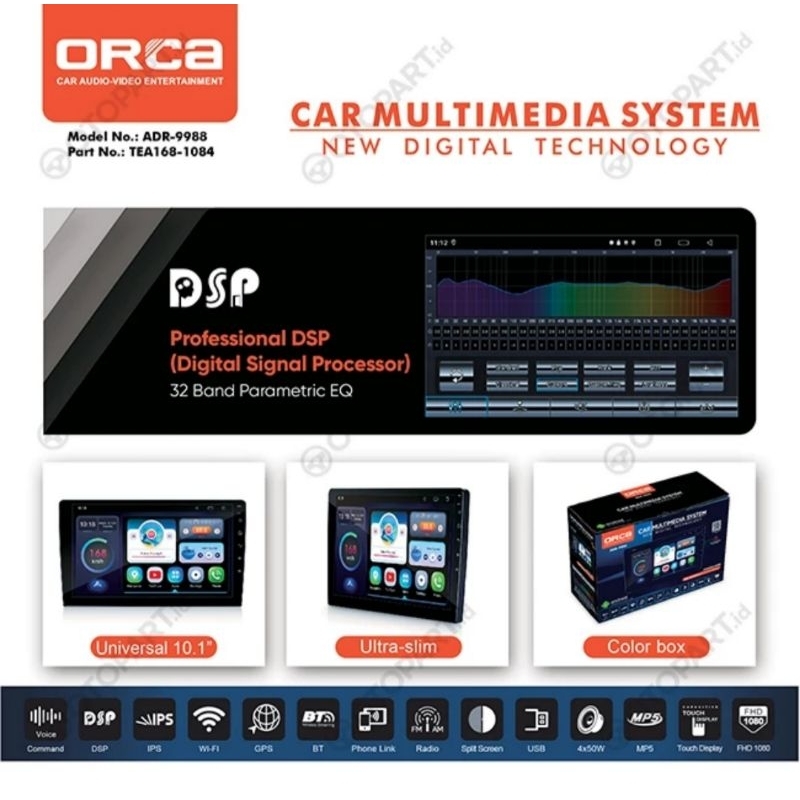 Head Unit 10 inch Android HONDA FREED ORCA ADR 9988 NEW SERIES ANDROID AUTO APPLE CARPLAY FREED