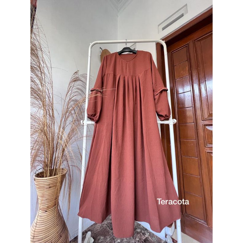 LALUNA DRESS TANGAN BALON MODEL REMPEL SUPER ORI