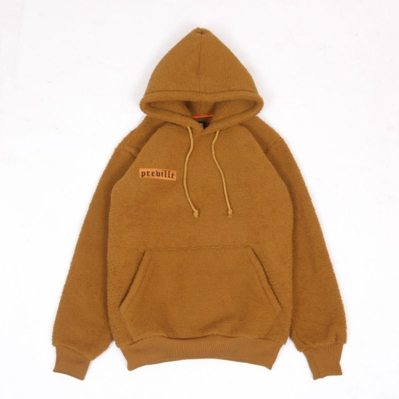 SHERPA ORIGINAL HOODIE JAKET PREVILLE HUMAN DIGNITY CARAMEL FULLTAG