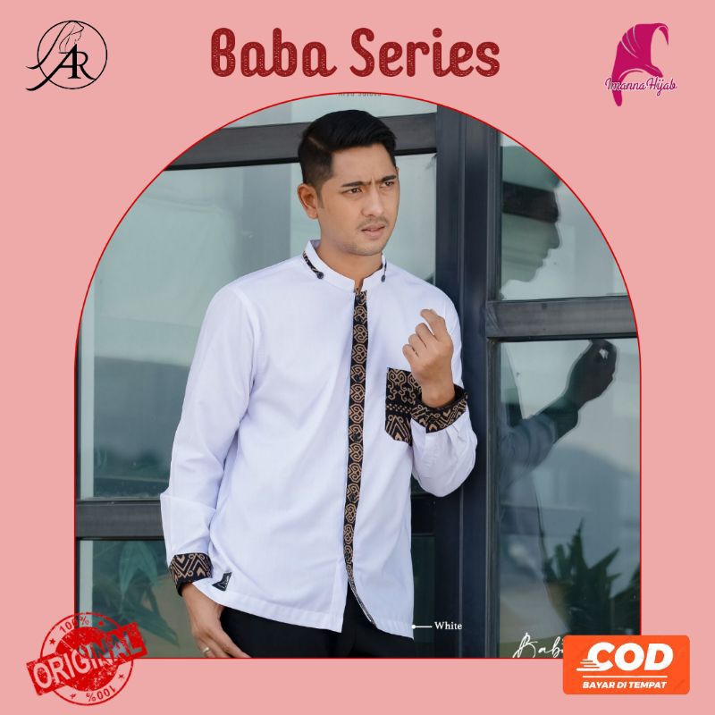 [COD] Baju Kemeja Koko Pria Lengan Panjang Polos Variasi Batik BABA SERIES ORI AR by ARYA SALOKA