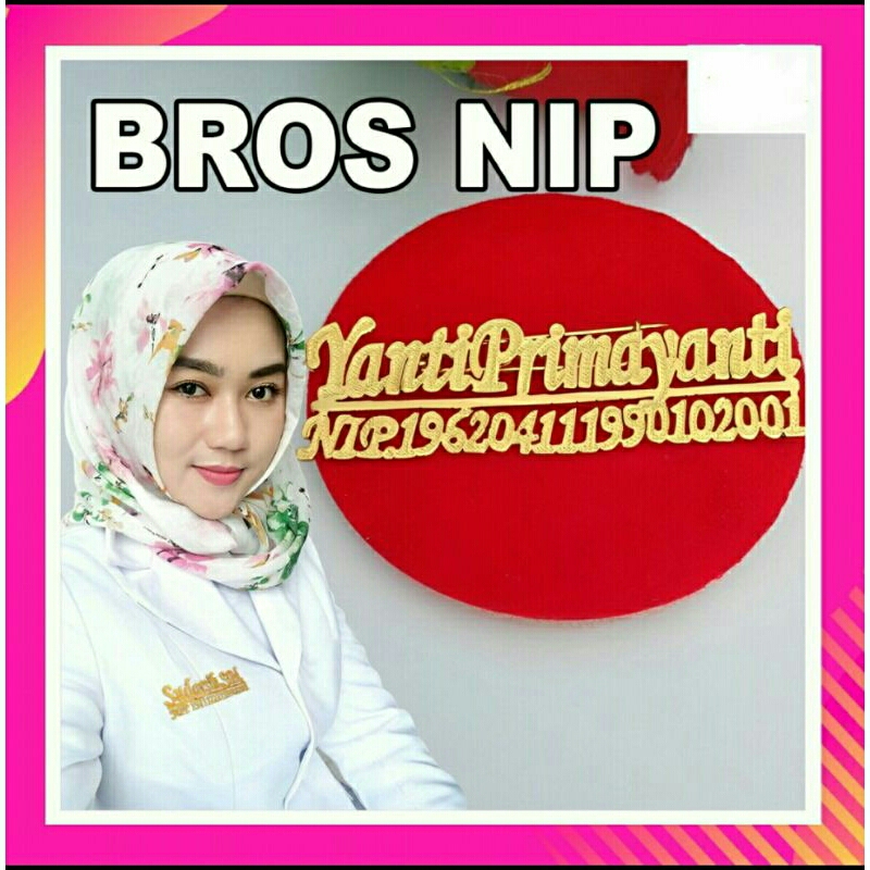 Bros NIP / Bros nama / pin nama custom / peniti hijab lapis emas