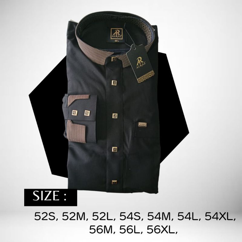 JUBAH GAMIS ALRAZ KATUN PREMIUM LENGAN MANSET KERAH KEMEJA