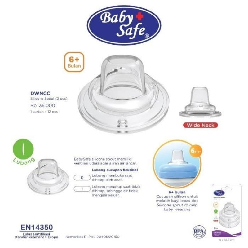 Baby Safe Double Valve Nipple Wide Neck Silicone Size Spout S M L XL DWNCC DWNXL DWNL DWNM DWNS - Babysafe Dot Nipples Nipel Bayi Wideneck