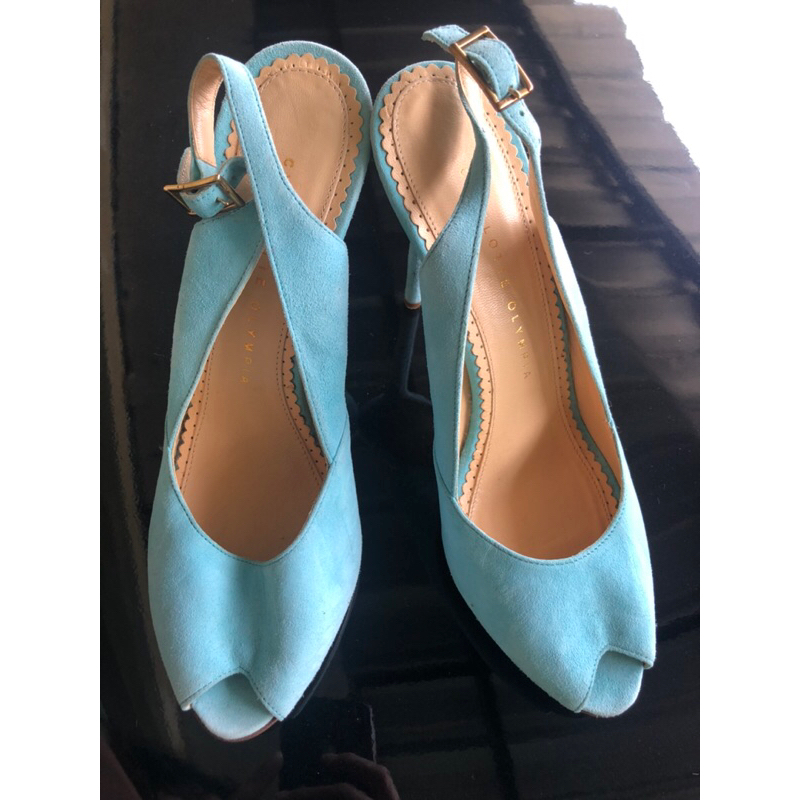 Preloved sepatu CHARLOTTE OLYMPIA warna biru | heels pesta | sepatu hak tinggi acara formal | sepatu