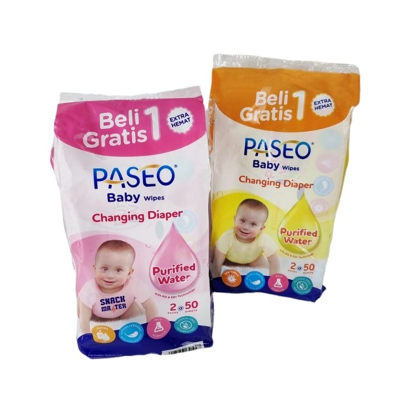 PASEO tisue basah baby 50's beli 1 gratis 1